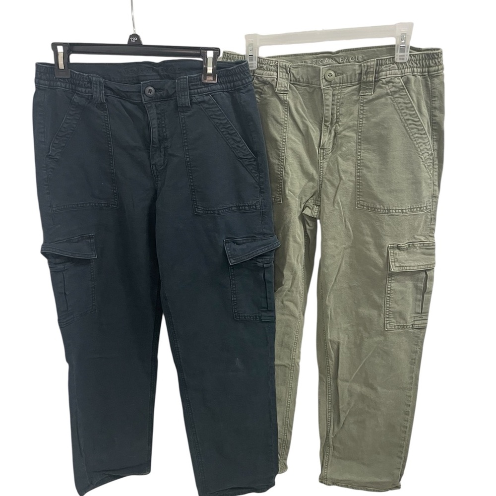 American Eagle Outfitters Wide Leg Cargo Pants — Black & Olive